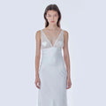 Malika White Satin Mesh Maxi Dress