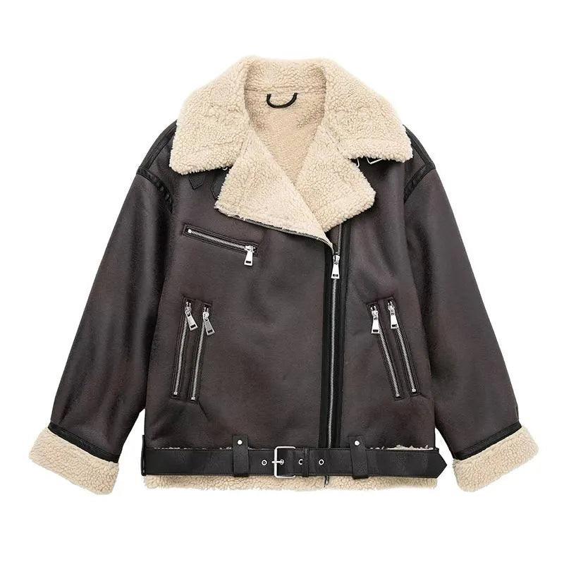 Maple Mocha Faux Fur Lapel Jacket