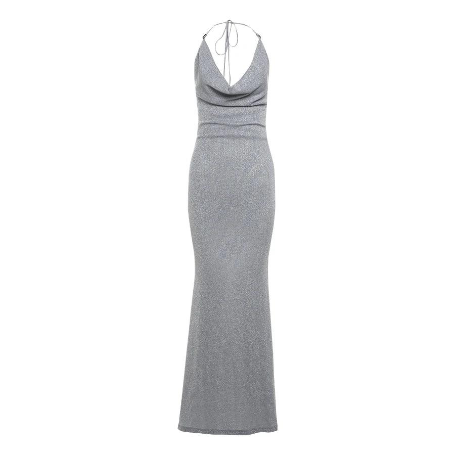 Melisande Open Back Shimmering Maxi Dress
