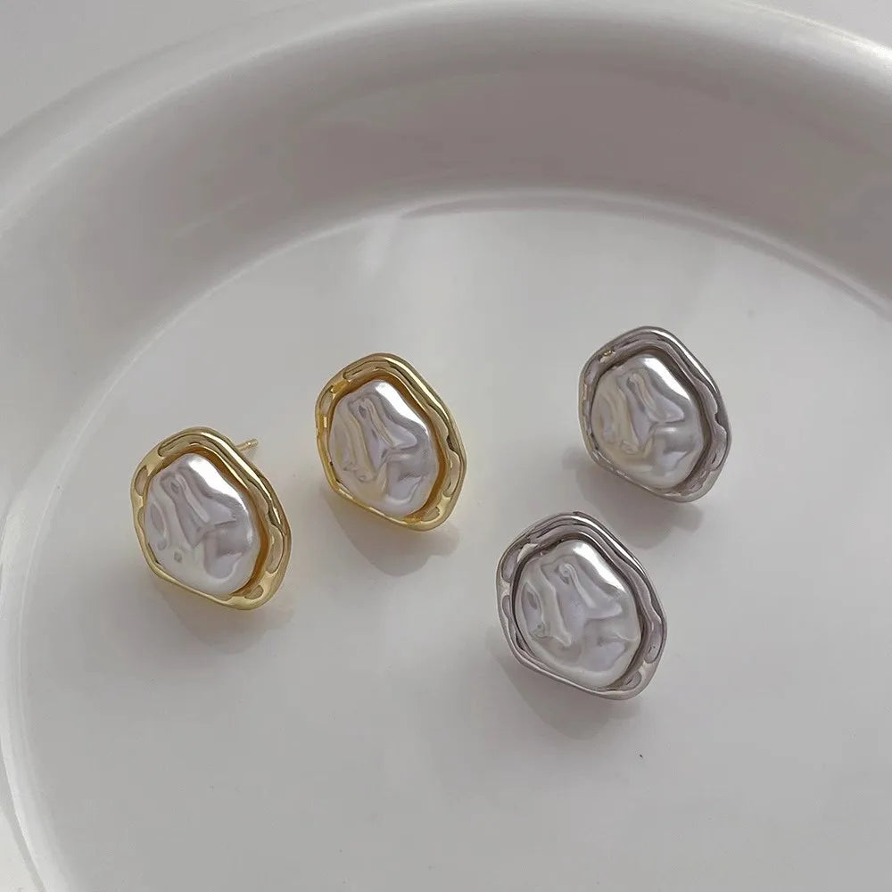 Metal Pearl Earrings