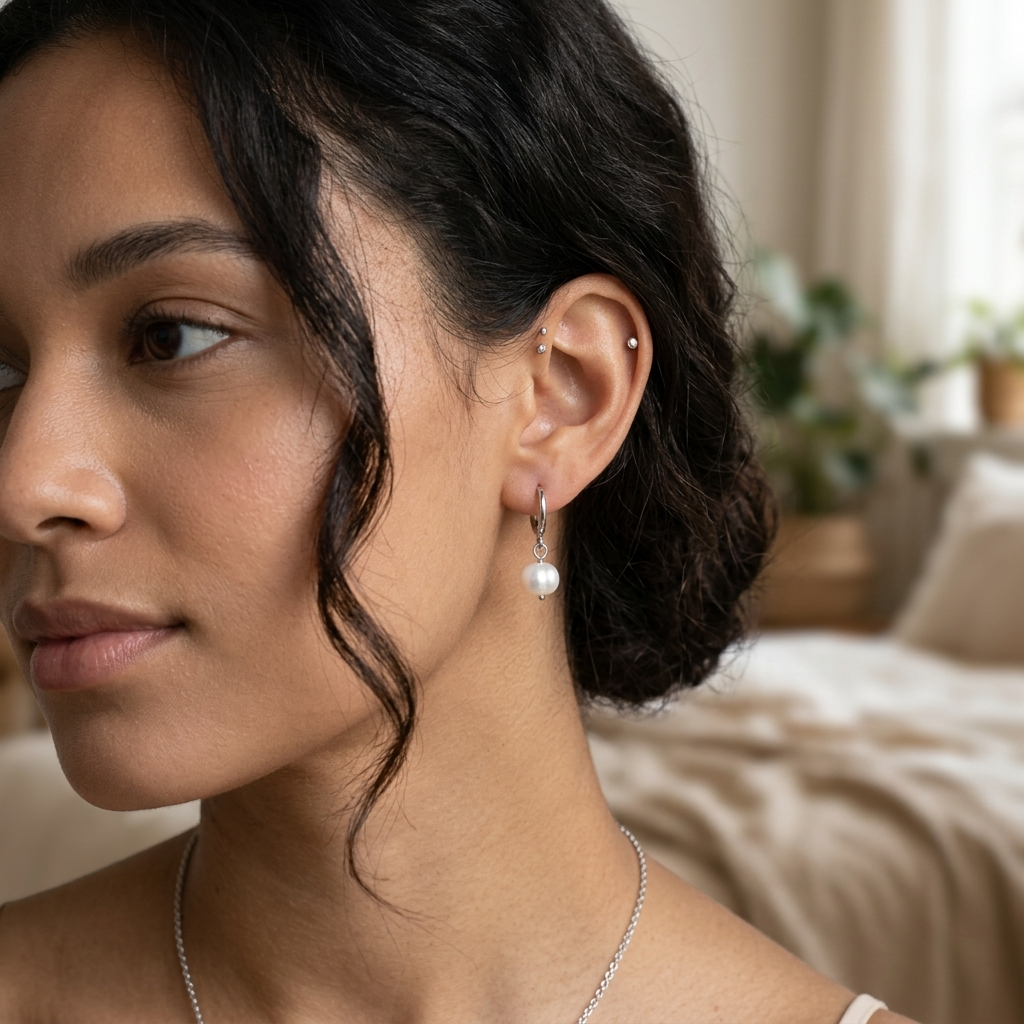 Milán Pearl Huggie Hoops