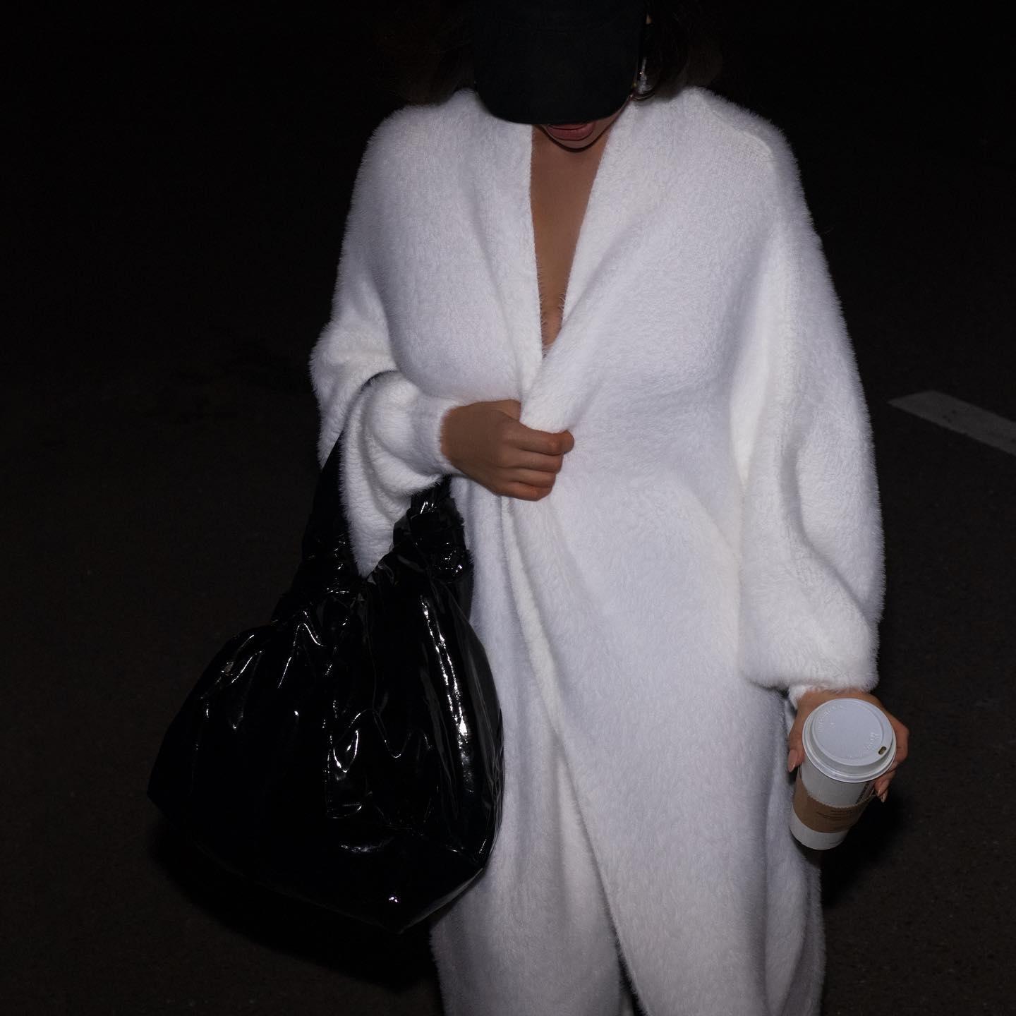 Misty White Oversize Long Sleeve Cardigan