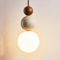 Travertine Wood Pendant Light G9 Modern Natural Ceiling Lamp 23cm