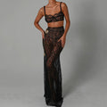 Mon Ami Black Lace Maxi Skirt Set