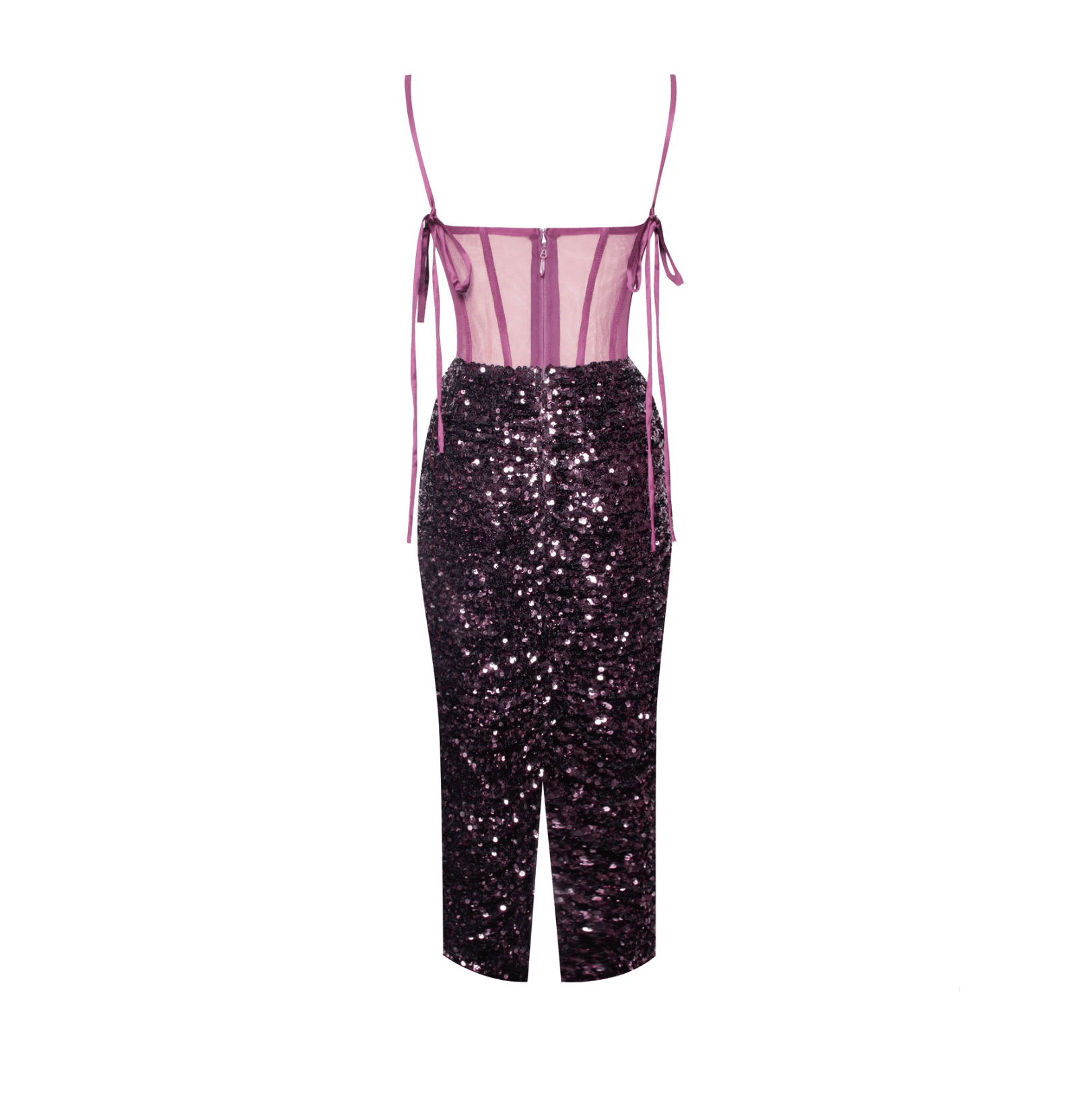 Mon Amour Purple Sequined Corset Midi Dress