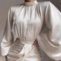 Monaco White Satin Ruched Mini Dress