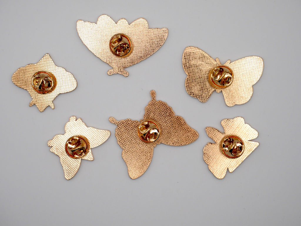 Fun, Beautiful Moth and Butterfly Metal Enamel Pins (Set of 3)