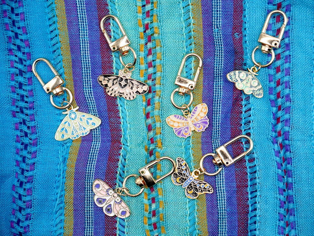 Celestial Moth Metal Keychain and Bag Charm