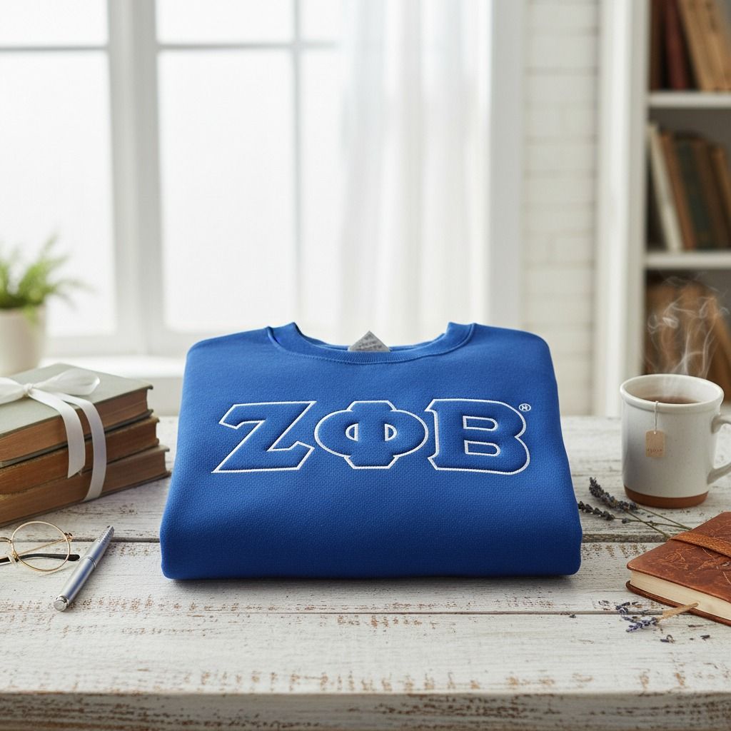 Crew Sweatshirt Blue Embroidered Greek Gear Casual Stylish Sweatshirt