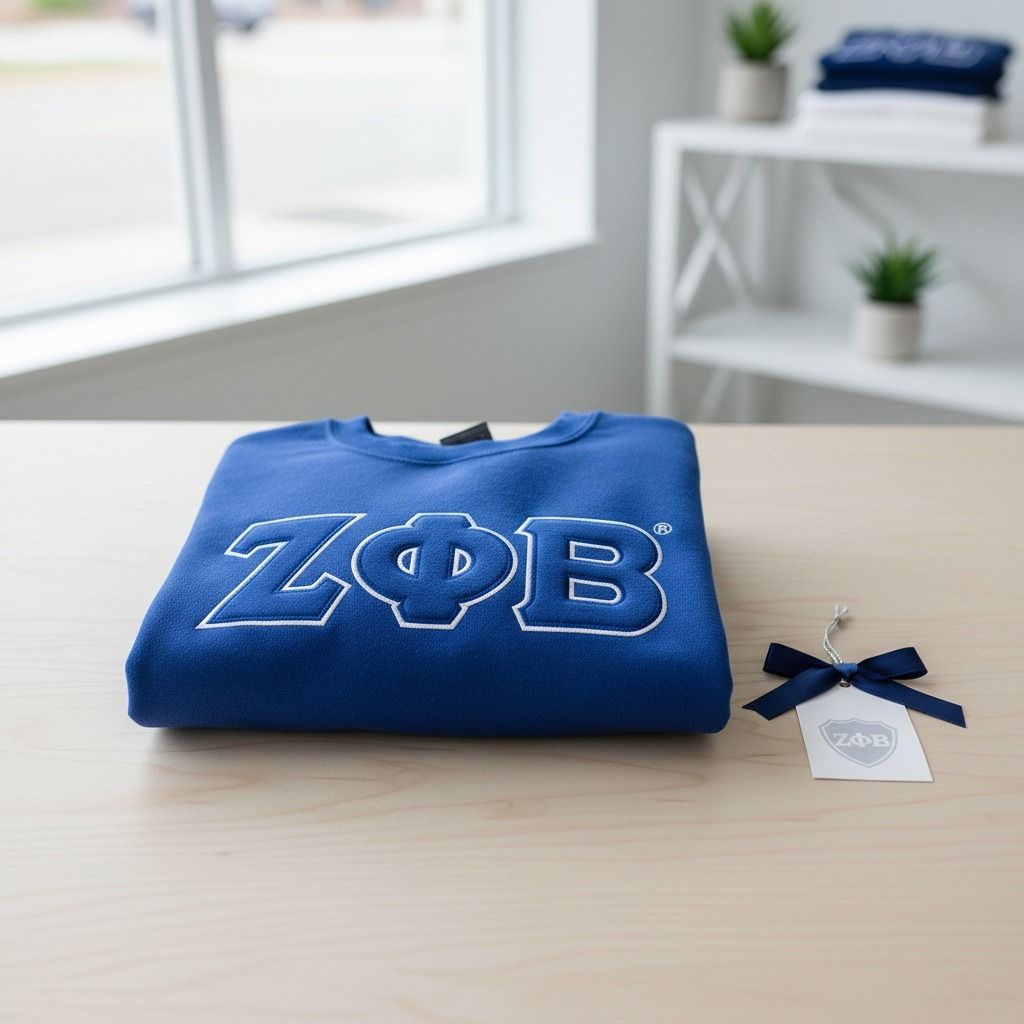 Crew Sweatshirt Blue Embroidered Greek Gear Casual Stylish Sweatshirt