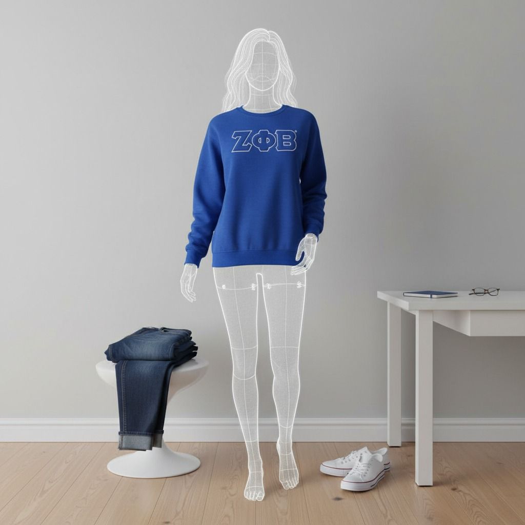 Crew Sweatshirt Blue Embroidered Greek Gear Casual Stylish Sweatshirt