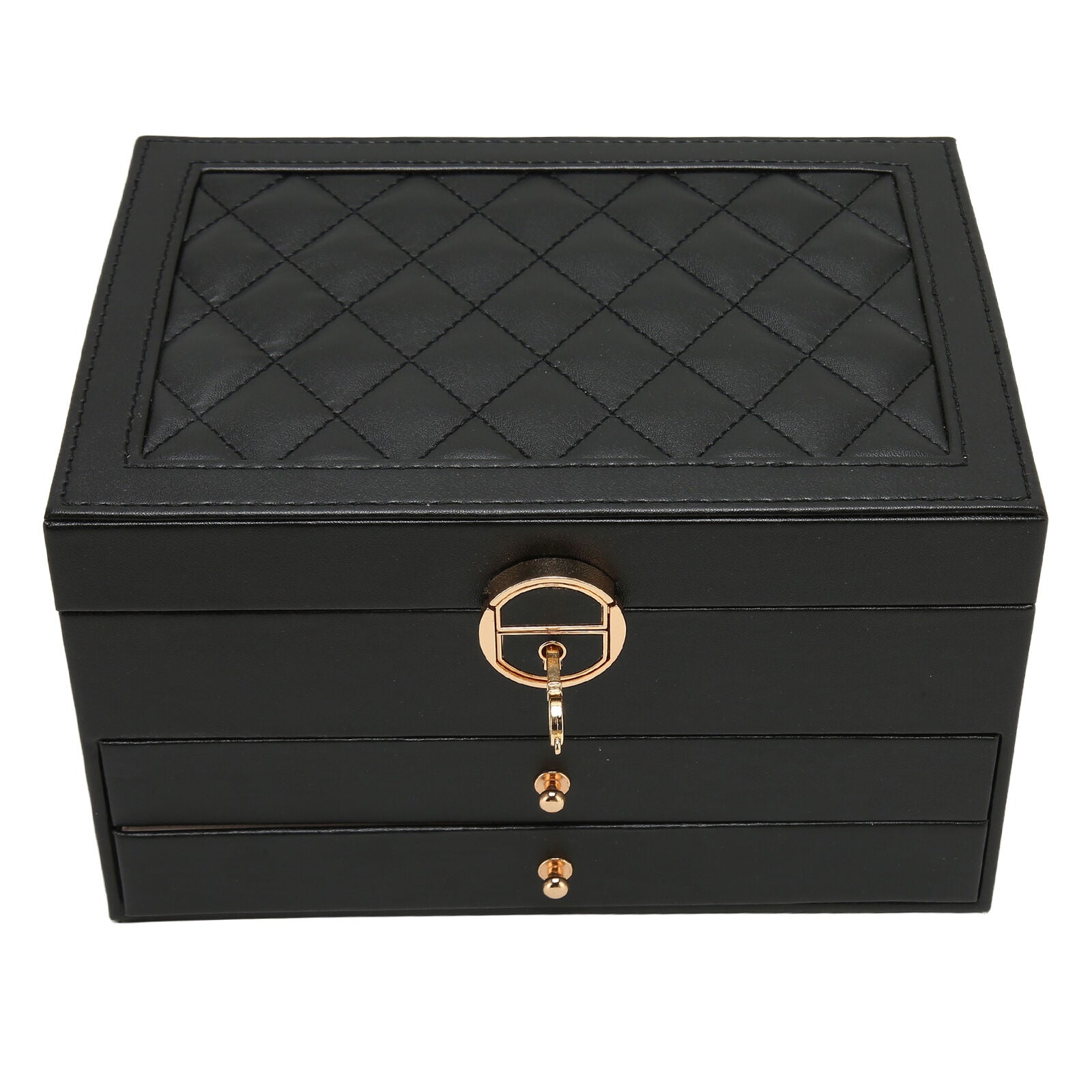 3 Layer Leather Jewelry Box Organizer Case with Compartments 23x17cm