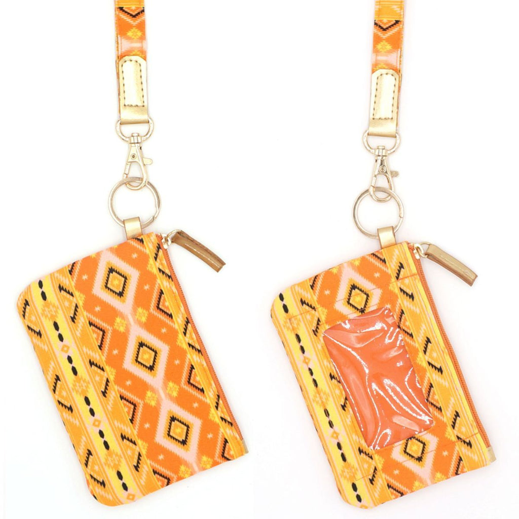 ID Wallet Orange Aztec Tribal Stylish Casual Accessory