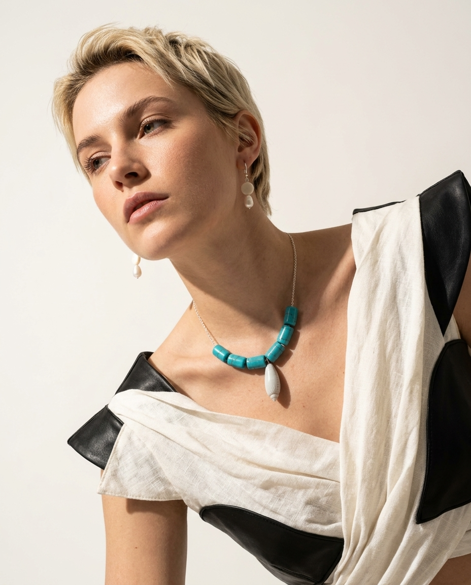 Matching Necklace & Earrings Set ~ Olive Pearl