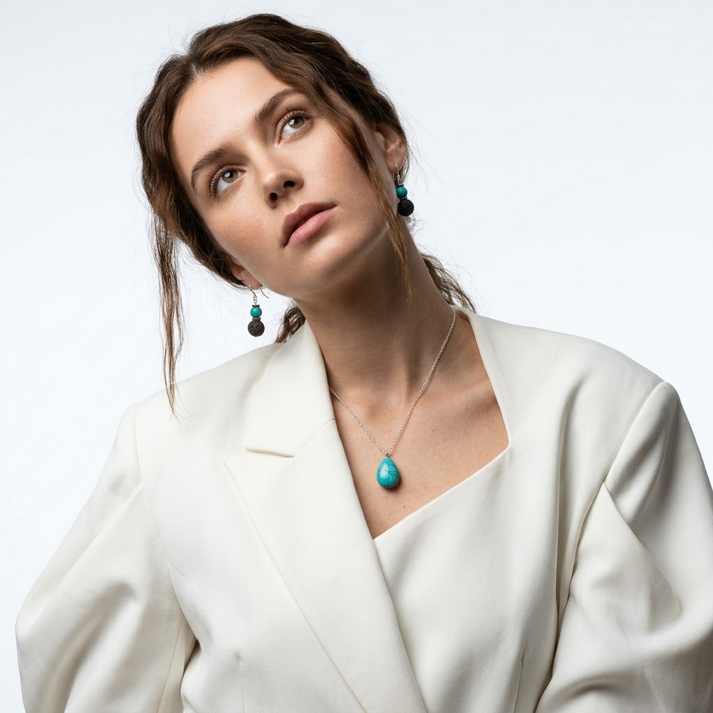 Matching Necklace & Earrings Set ~ Olive Pearl