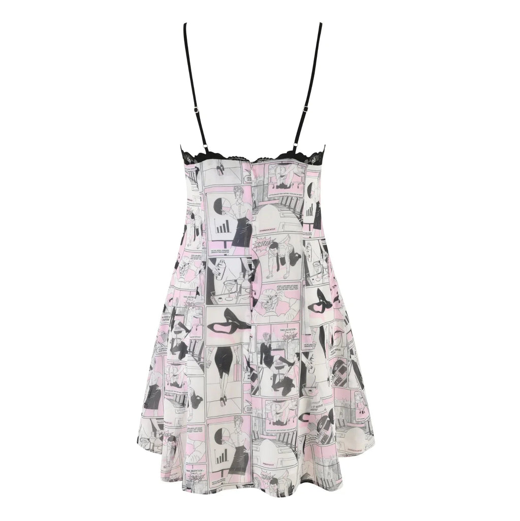 Nolana Comic Strip Lace Mini Dress