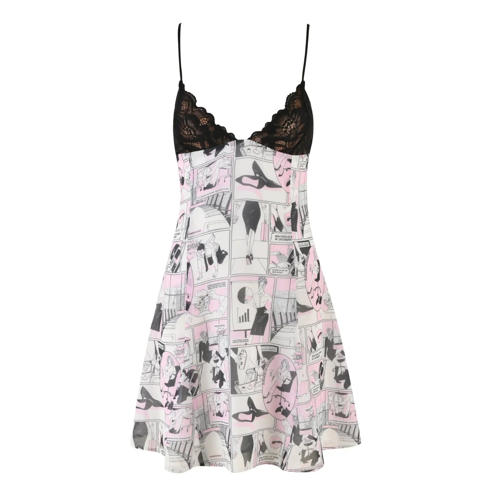 Nolana Comic Strip Lace Mini Dress