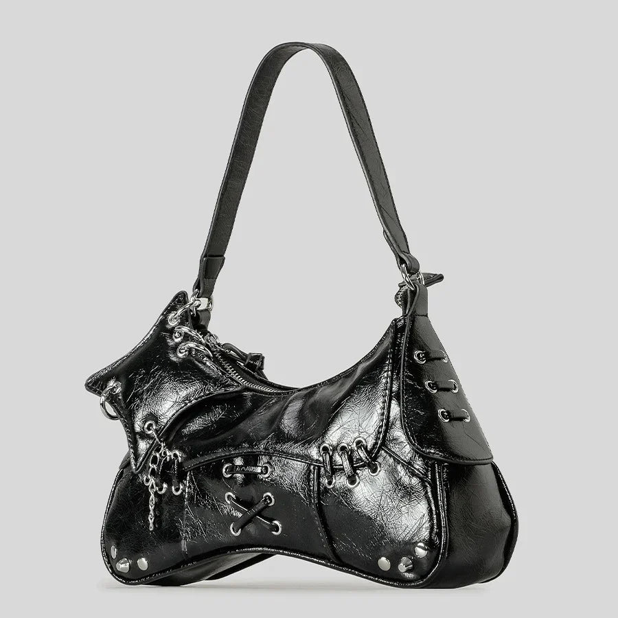 Noxen Vintage Leather Rivet Shoulder Bag