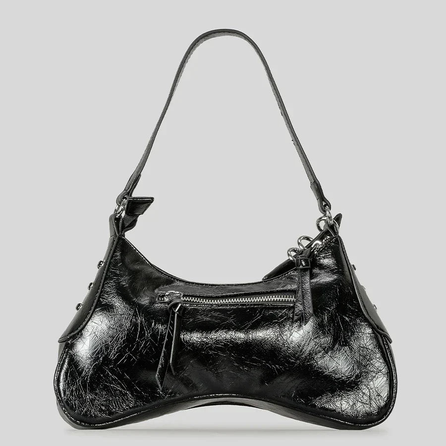 Noxen Vintage Leather Rivet Shoulder Bag