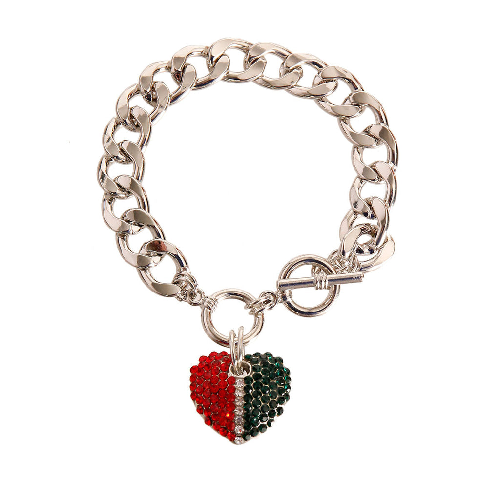 Bracelet Silver Lining Heart Toggle Stylish Jewelry Accessory