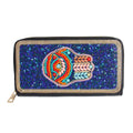 Beaded Wallet with Blue Hamsa Charm – Stylish Fashion Accessory