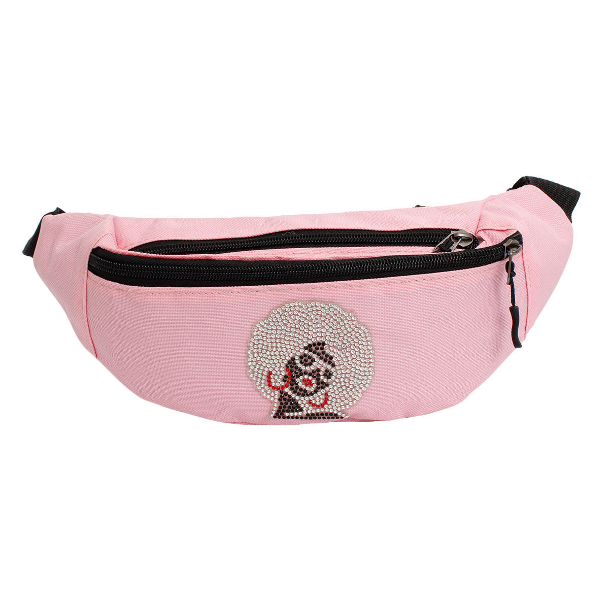 Women’s Fanny Pack Pink Afro Rhinestone Bag Stylish Casual Accessory