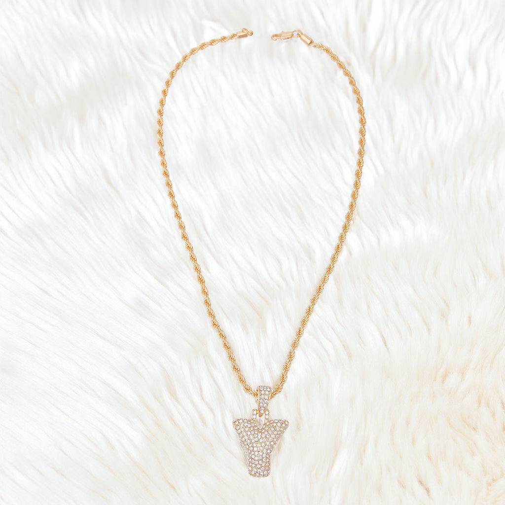 Rhinestone Gold Statement Necklace Y Design Stylish Jewelry Accessory