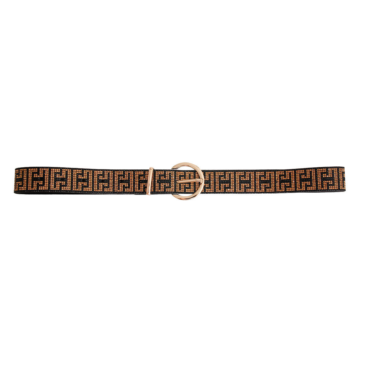 Black Belt with Greek Key Rhinestone Detail – Stylish Statement Accessory