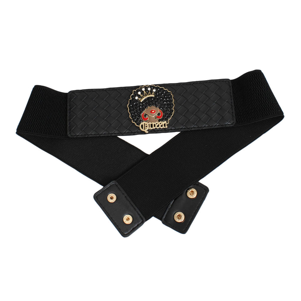Women’s Woven Black Stretch Belt Afro Queen Stylish Accessory