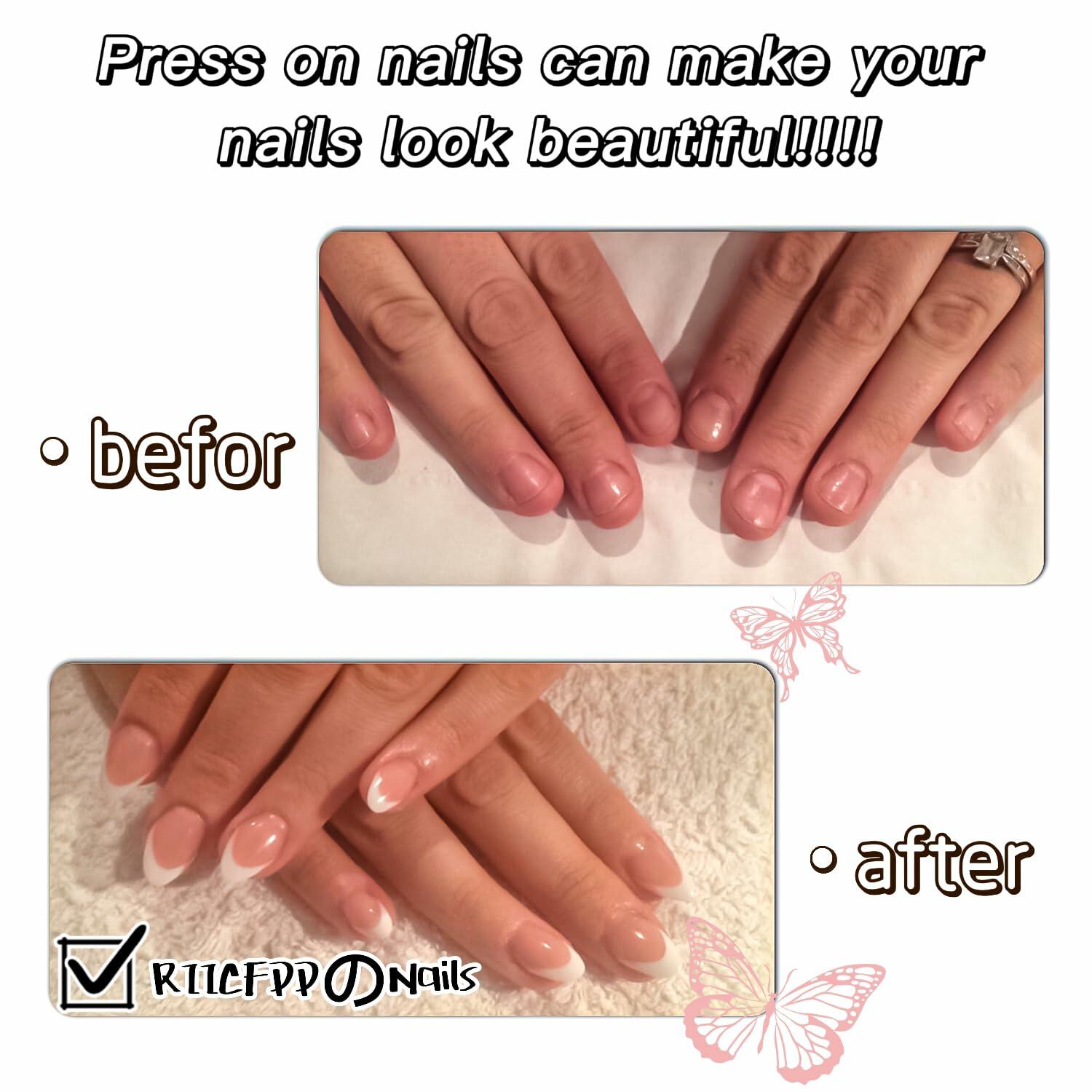 RIICFDD Halloween Press On Nails 24 Pcs Light Pink Almond Full Cover Cute
