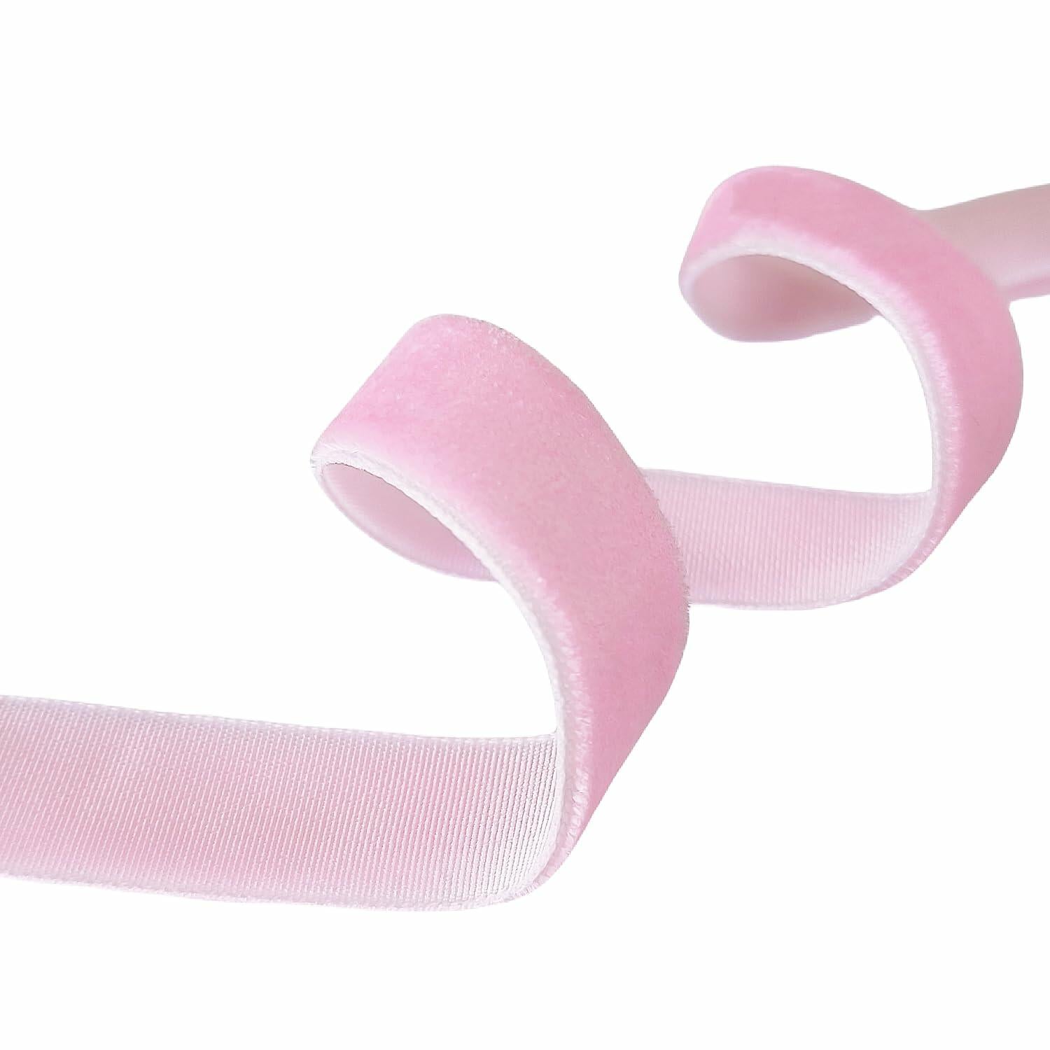 Abbaoww Pink Velvet Ribbon 3/8 Inch Single Face 50 Yards Gift Wrap
