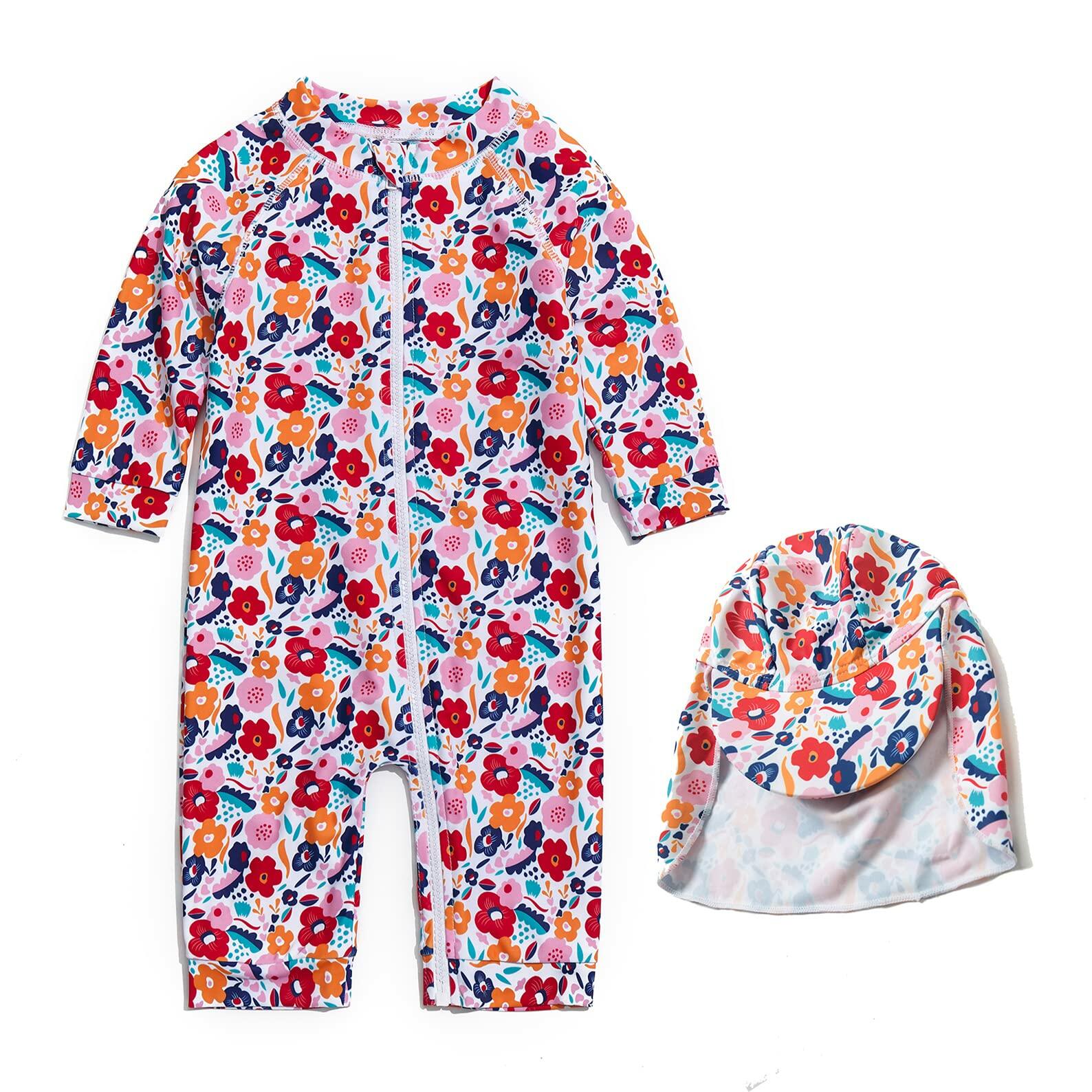Agreeone Toddler Girls One Piece Swimsuit UPF 50+ Rashguard Ice Cream Size 3-6M