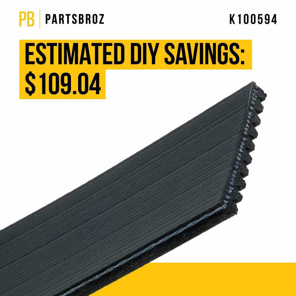 PartsBroz K060763 Micro-V Serpentine Drive Belt Compatible with Gates Black
