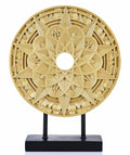 Geometric Mandala Decorative Sculpture Round Art Piece White Elegant Decor