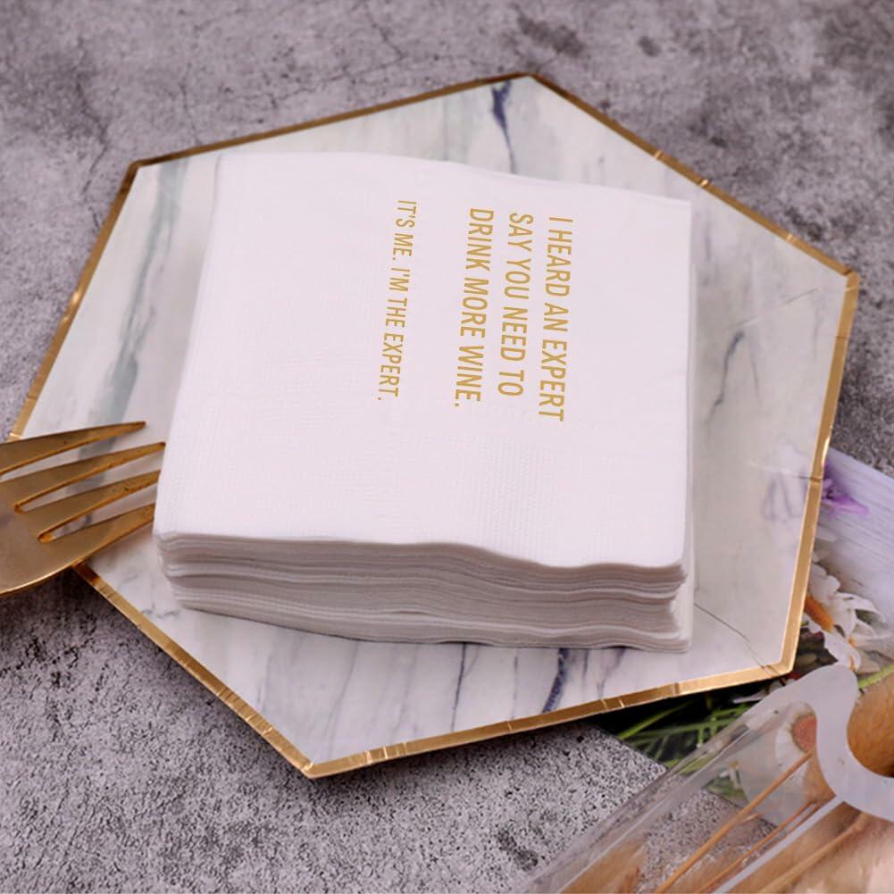 VOWFOO Yobo Bachelorette Cocktail Napkins 4.5x4.5 2-ply 100pcs White