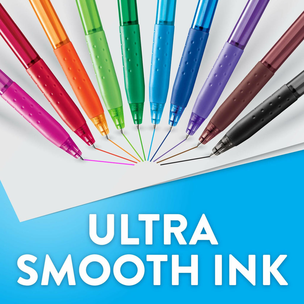 Paper Mate 300RT Effortless Glide Ballpoint Pens Medium 1.0mm Black Ink 8 Count
