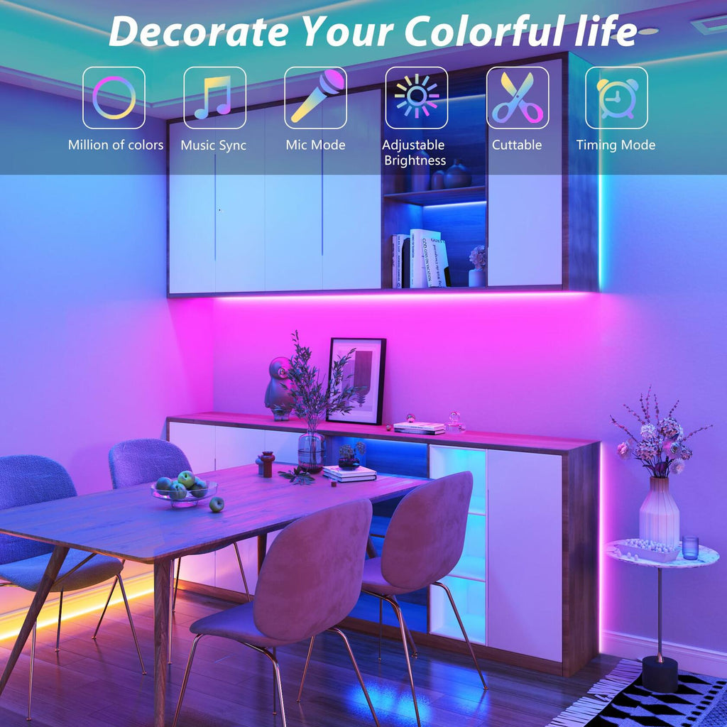 GANZQH Smart RGB USB Strip Lights 15.10FT Multicolor Music Theme