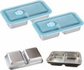 LIGIDAR Reusable Snack Containers 2pcs Stainless Steel Double Compartment