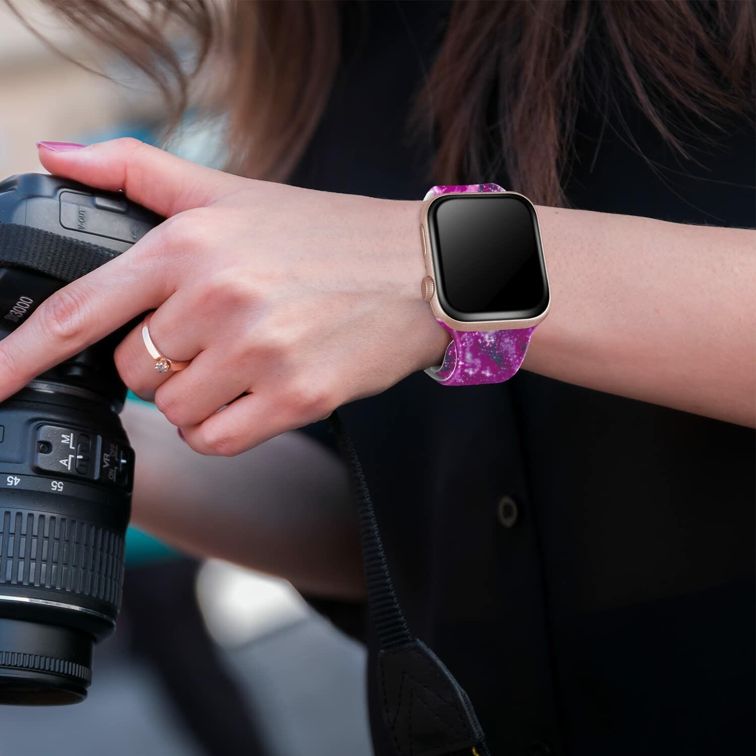 Acrbiutu Apple Watch Bands Silicone Sport Strap Starry Sky 38-45mm