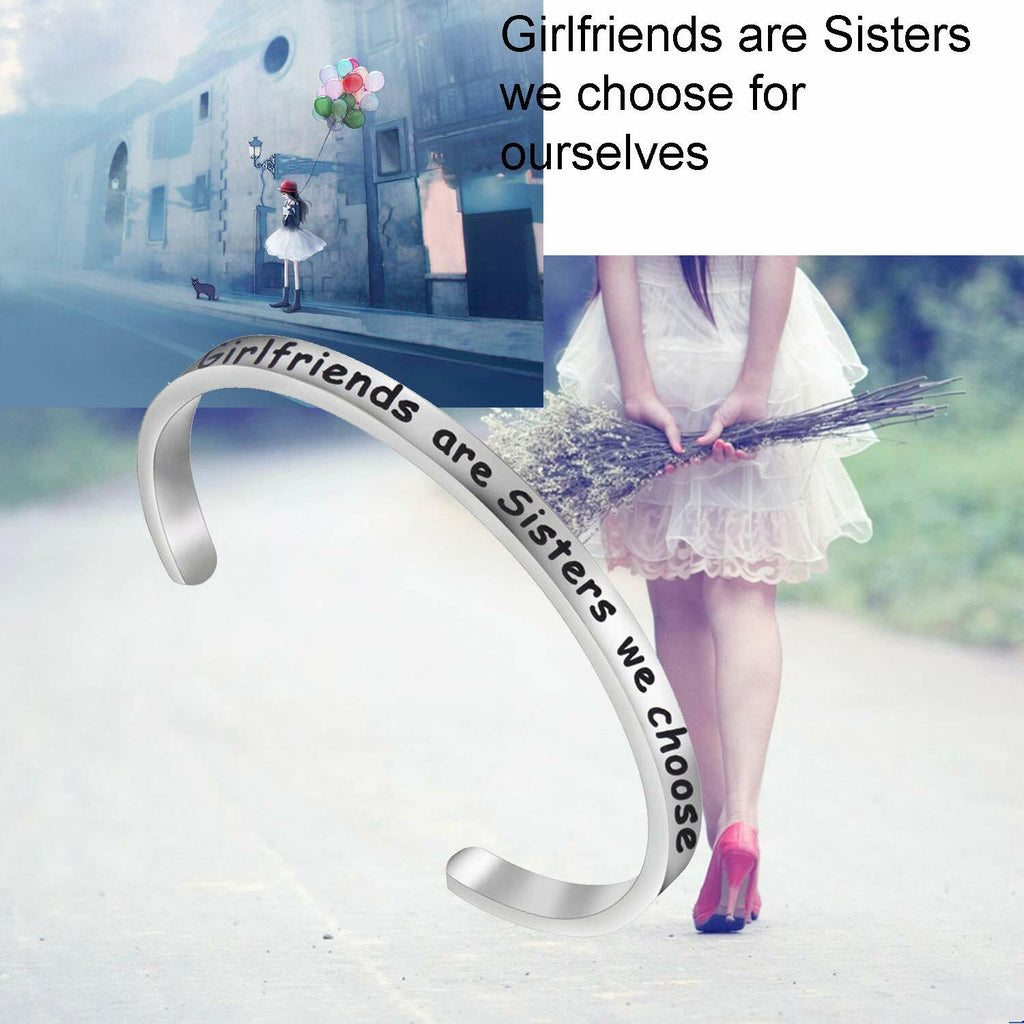 FEELMEM Friendship Cuff Bangle Bracelet Girlfriends Sister Silver