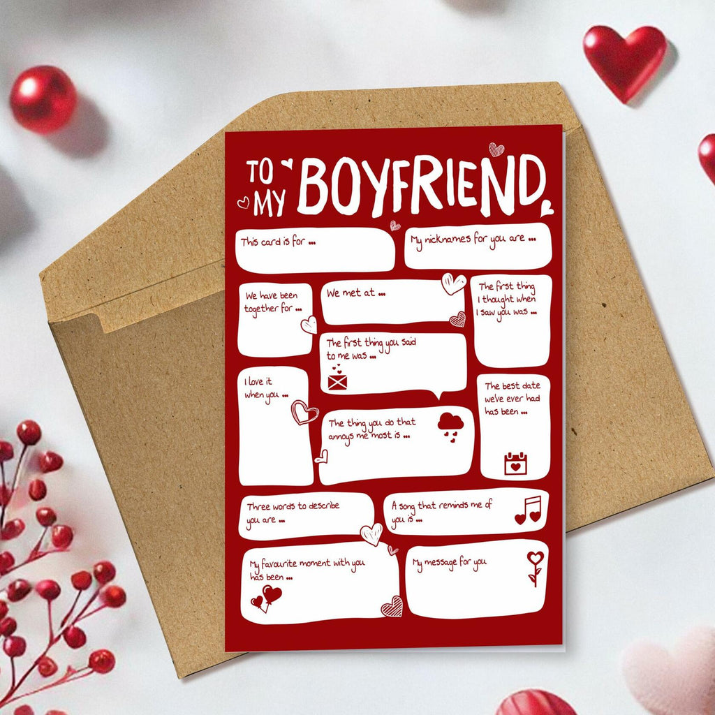 Pawzity Valentines Day Card for Boyfriend 5.3x8in Single Folded Envelope Him 09