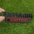 XANAPON Firefighter 3D Metal Fender Badge Car Emblem Chrome Black/Red 2PCS
