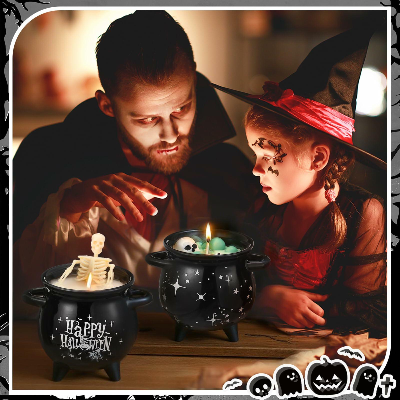 Conelist Halloween Skeleton Skull Candle Set Gothic Vintage Soybean Wax 2 Pcs