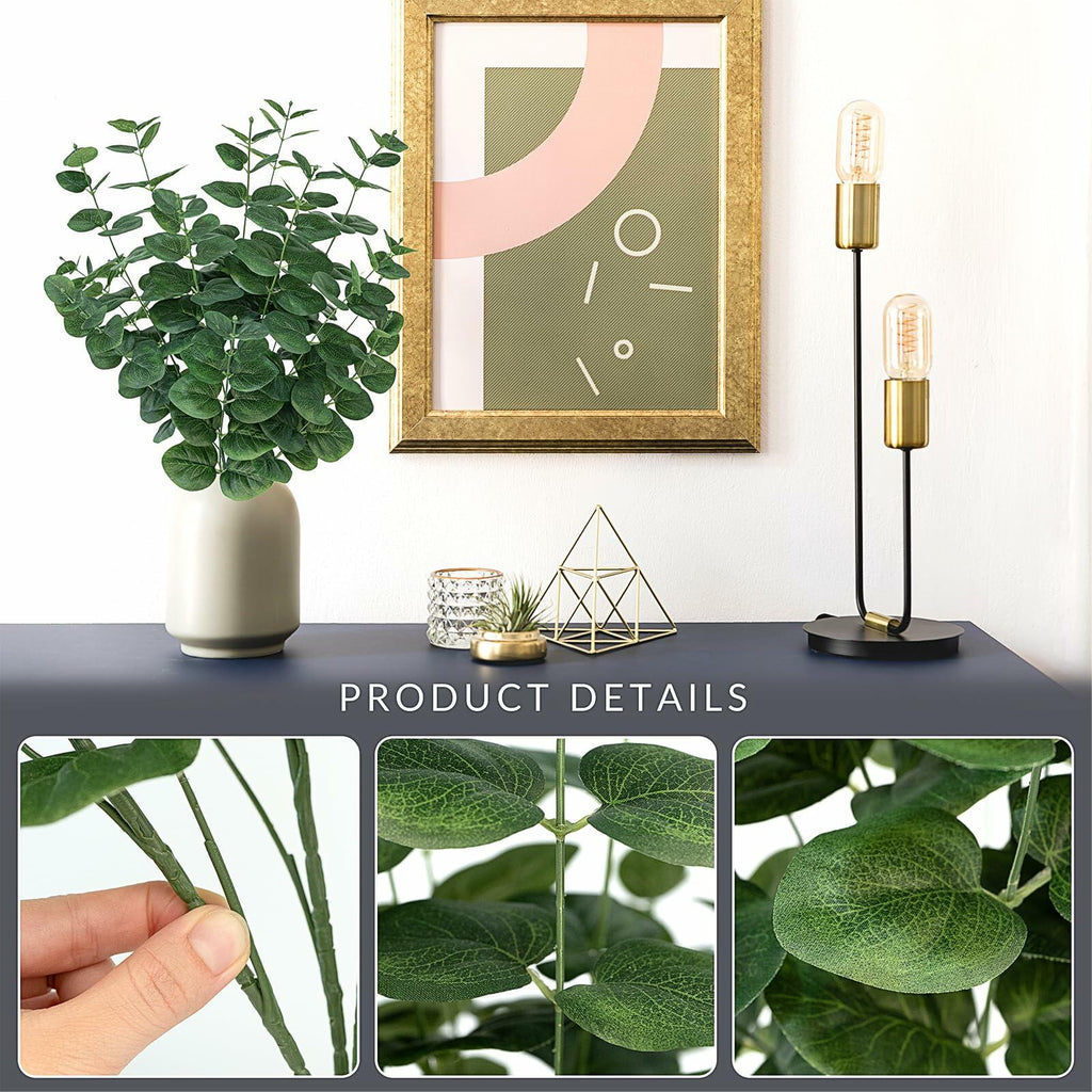 FOREST PRINCE Artificial Eucalyptus Stems 25" Green 2 PCS Silk Decor