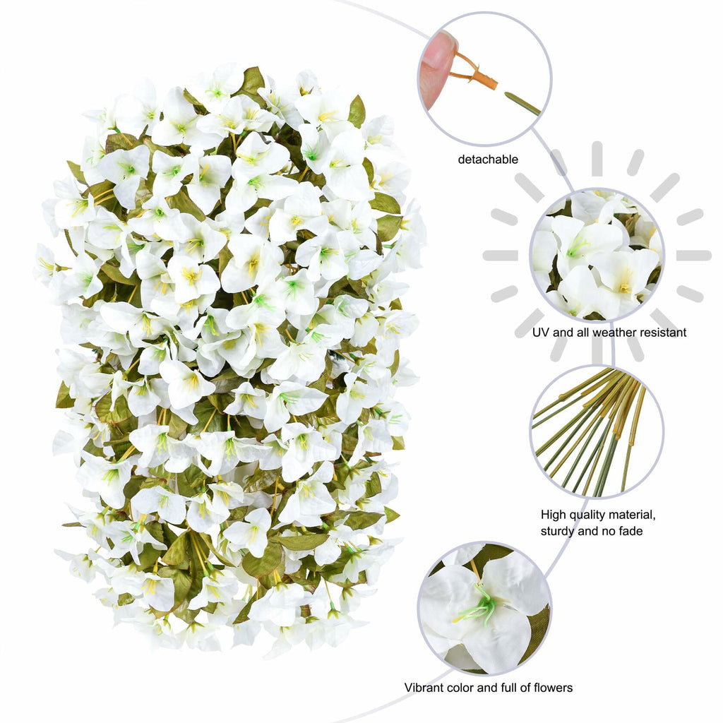 INSPRING Bougainvillea Artificial Flowers 2 pcs White UV Resistant Silk Vines