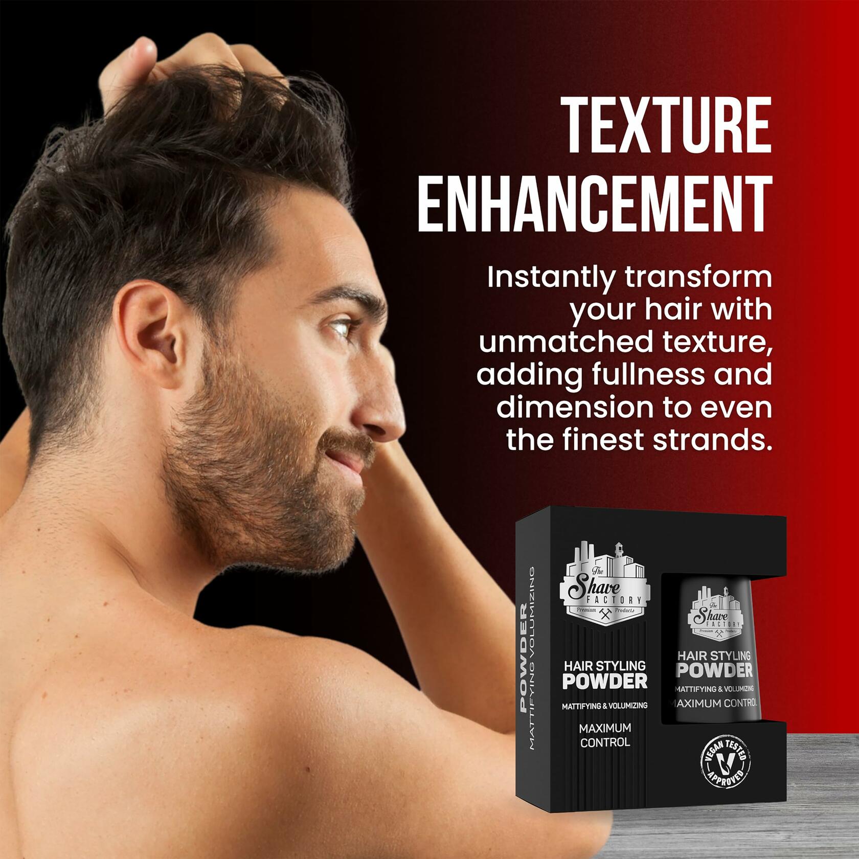 The Shave Factory Hair Styling Powder 20g Mattifying Volumizing 3 Pack Black