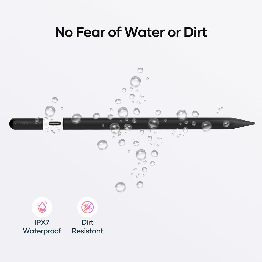 COOSTART Stylus Pen for iPad 9th&10th Gen, 5 Min Fast Charge, Black