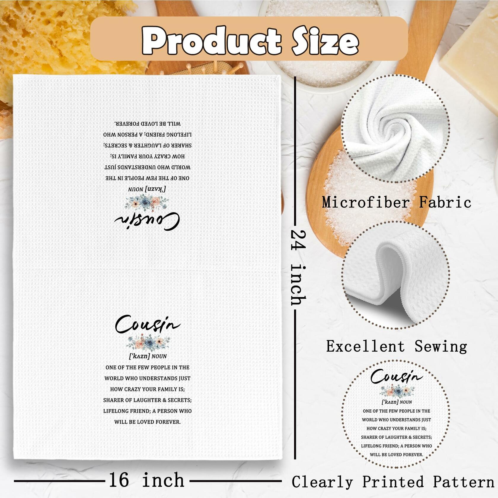TAEDIN Cousin Gifts Kitchen Towels 16x24in Decorative Absorbent Tea Towel