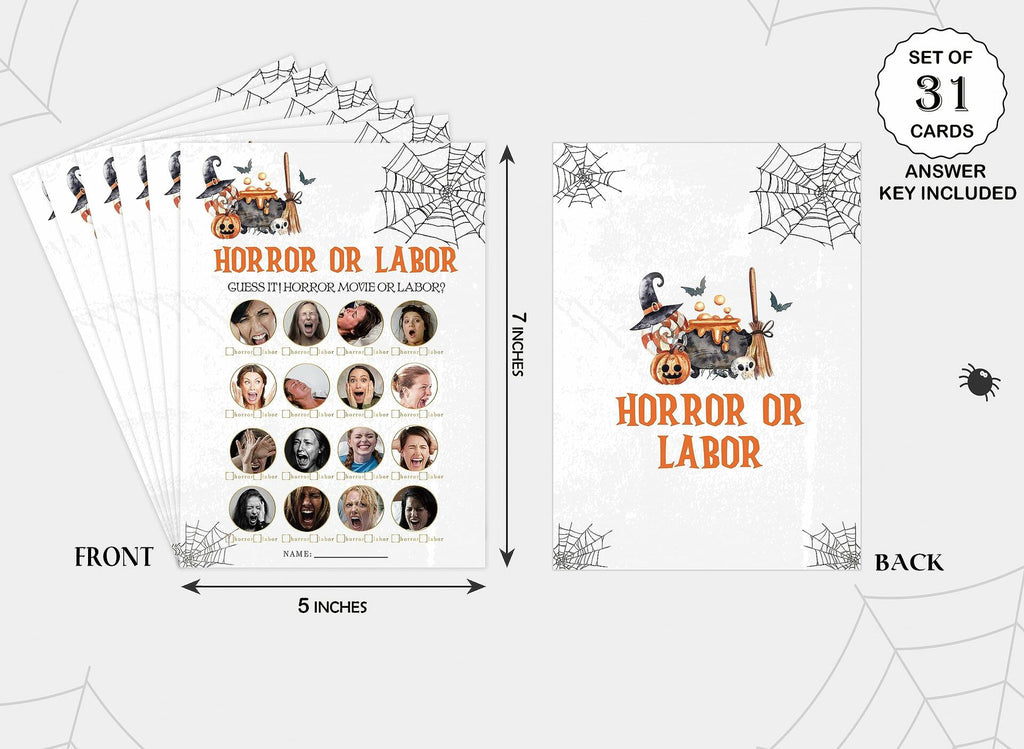 Tuyashua Halloween Horror Labor Game Baby Shower 30 Cards Multicolor WY03