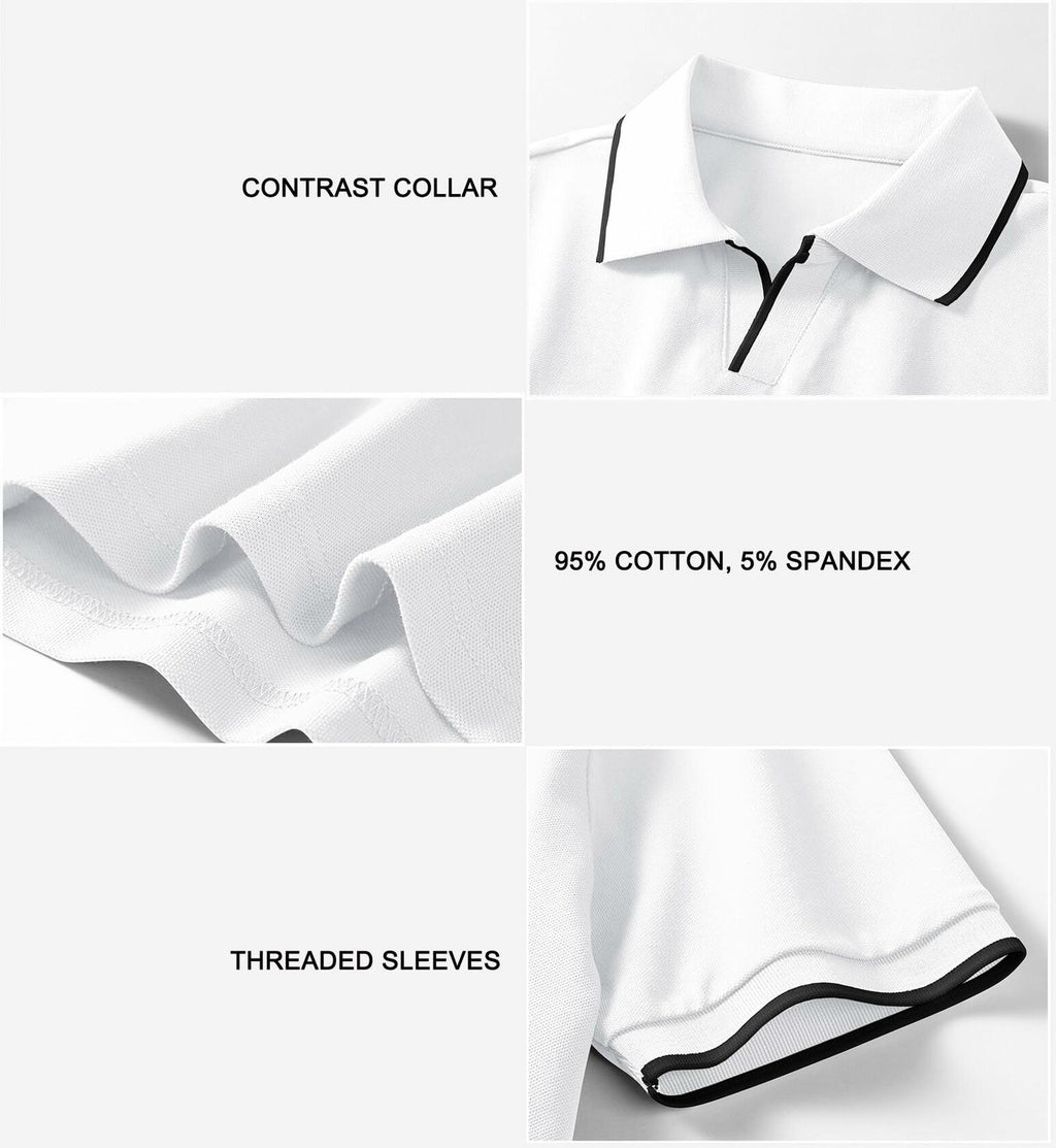 Aiyino Men's Muscle V Neck Polo Shirt Slim Fit Cotton Golf Tee White Size M